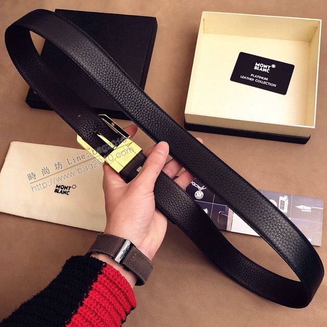 MONTBLANC皮帶 萬寶龍米蘭時裝周新款 專櫃原單 MONTBLANC男士牛皮腰帶  xfp2129